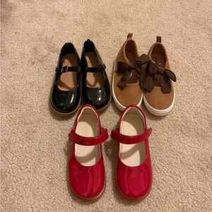 Stylish Kids Shoes Set - Black, Brown, and Red